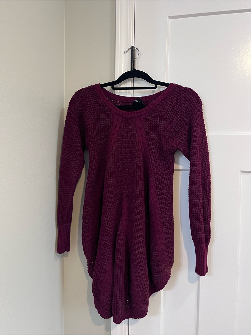 Agnes & Dora Plum Scoop-Neck Cable Sweater